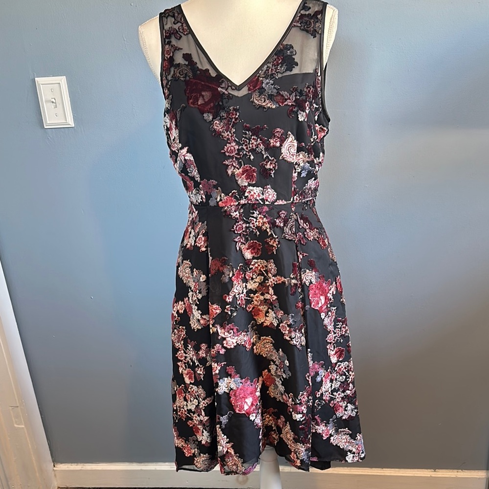 WHBM Floral Sleeveless Dress - Black and Red